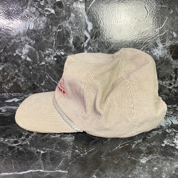 Vintage Zerek US Ski Pro Tour Beige Red Corduroy Rope Cap Hat Winter Skiing Men - Picture 3 of 7